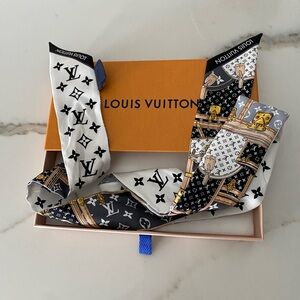 Louis Vuitton Black Grey Beige White Ultimate Monogram Bandeau Scarf